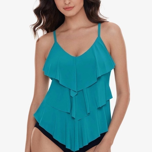 MAGICSUIT by Miriclesuit Rita Tankini Top Blue Pacific 10 Slimming Ruffles - Picture 11 of 14
